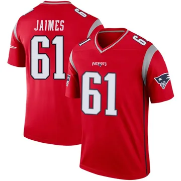 Youth New England Patriots Brenden Jaimes Red Legend Inverted Jersey By Nike