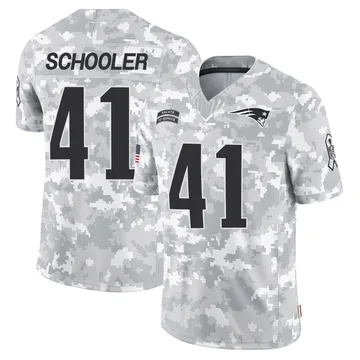 Youth New England Patriots Brenden Schooler Arctic Camo Limited 2024 Salute to Service Jersey By Nike