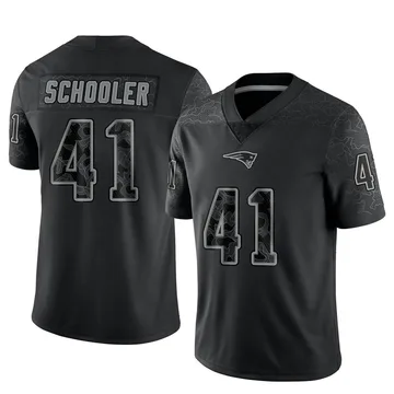 Youth New England Patriots Brenden Schooler Black Limited Reflective Jersey By Nike