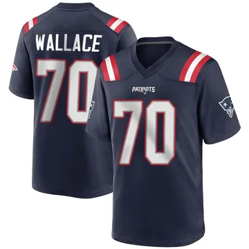 Youth New England Patriots Caedan Wallace Navy Blue Game Team Color Jersey By Nike