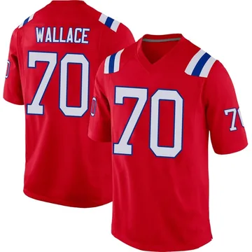 Youth New England Patriots Caedan Wallace Red Game Alternate Jersey By Nike