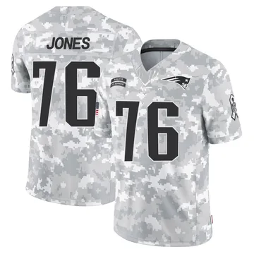 Youth New England Patriots Caleb Jones Arctic Camo Limited 2024 Salute to Service Jersey By Nike