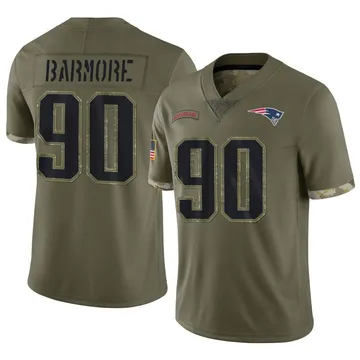 Youth New England Patriots Christian Barmore Olive Limited 2022 Salute To Service Jersey By Nike