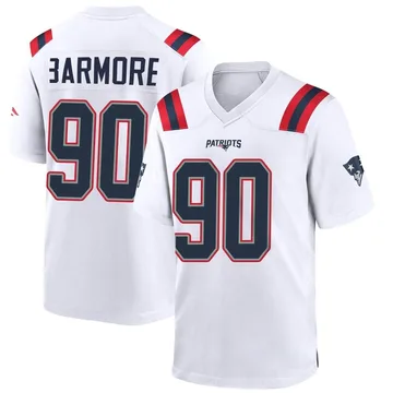 Youth New England Patriots Christian Barmore White Game Jersey By Nike