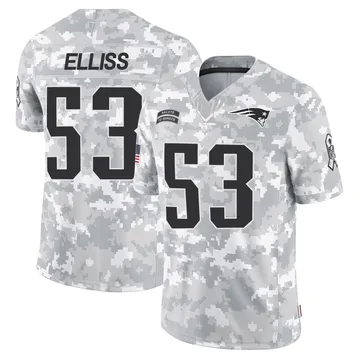 Youth New England Patriots Christian Elliss Arctic Camo Limited 2024 Salute to Service Jersey By Nike