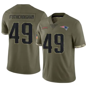 Youth New England Patriots Cole Fotheringham Olive Limited 2022 Salute To Service Jersey By Nike