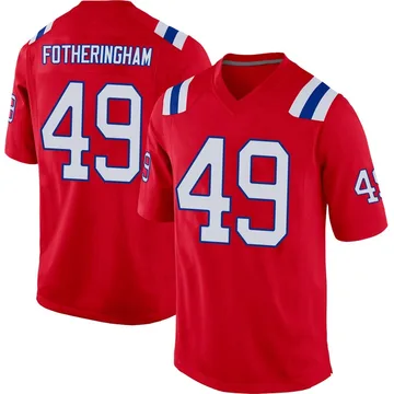 Youth New England Patriots Cole Fotheringham Red Game Alternate Jersey By Nike
