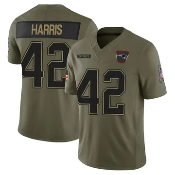Youth New England Patriots Darius Harris Olive Limited 2025 Salute to Service Jersey By Nike