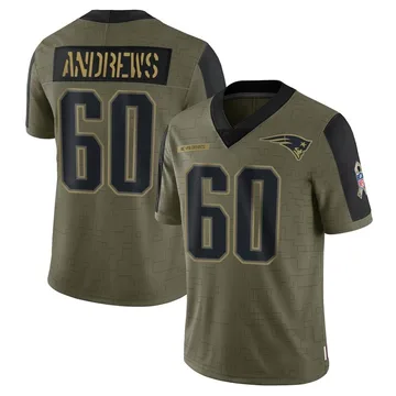 Youth New England Patriots David Andrews Olive Limited 2021 Salute To Service Jersey By Nike