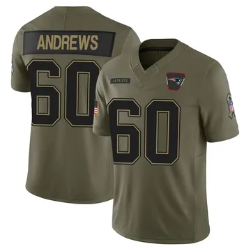 Youth New England Patriots David Andrews Olive Limited 2025 Salute to Service Jersey By Nike