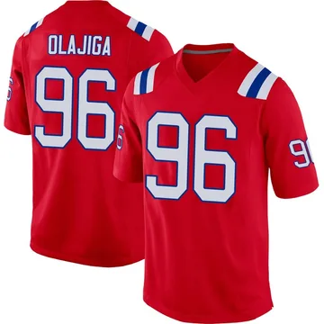 Youth New England Patriots David Olajiga Red Game Alternate Jersey By Nike