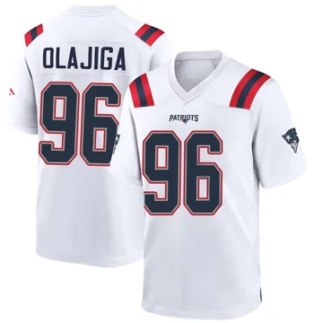 Youth New England Patriots David Olajiga White Game Jersey By Nike