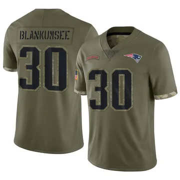 Youth New England Patriots Demeer Blankumsee Olive Limited 2022 Salute To Service Jersey By Nike