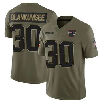 Youth New England Patriots Demeer Blankumsee Olive Limited 2025 Salute to Service Jersey By Nike