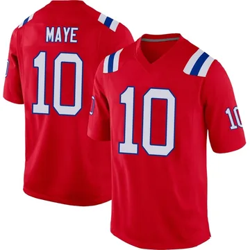 Youth New England Patriots Drake Maye Red Game Alternate Jersey By Nike
