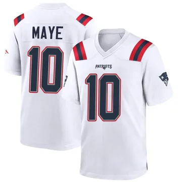Youth New England Patriots Drake Maye White Game Jersey By Nike