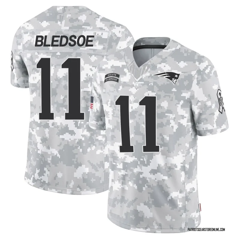 Youth New England Patriots Drew Bledsoe Arctic Camo Limited 2024 Salute to Service Jersey By Nike