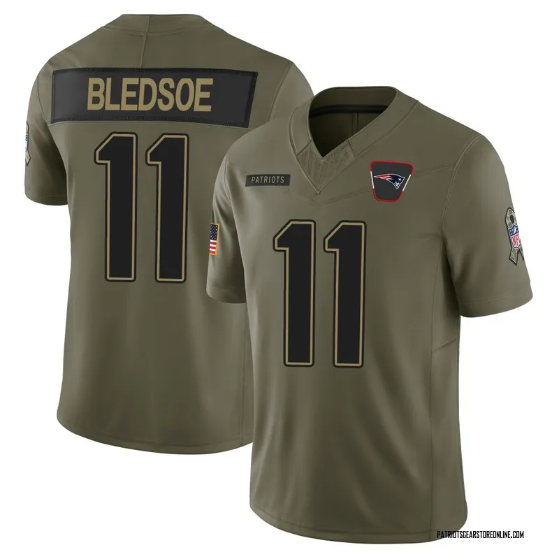 Youth New England Patriots Drew Bledsoe Olive Limited 2025 Salute to Service Jersey By Nike