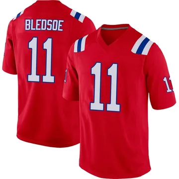 Youth New England Patriots Drew Bledsoe Red Game Alternate Jersey By Nike