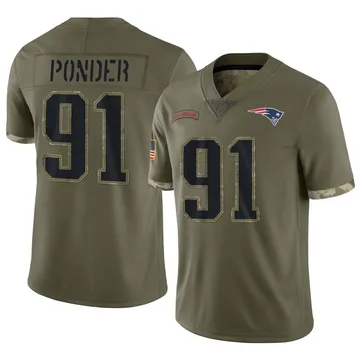 Youth New England Patriots Elijah Ponder Olive Limited 2022 Salute To Service Jersey By Nike