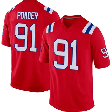 Youth New England Patriots Elijah Ponder Red Game Alternate Jersey By Nike