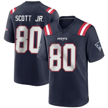 Youth New England Patriots Gee Scott Jr. Navy Blue Game Team Color Jersey By Nike