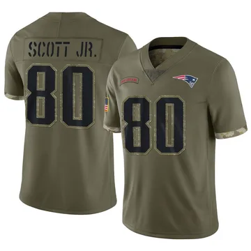 Youth New England Patriots Gee Scott Jr. Olive Limited 2022 Salute To Service Jersey By Nike