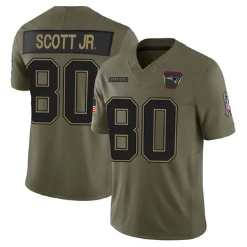 Youth New England Patriots Gee Scott Jr. Olive Limited 2025 Salute to Service Jersey By Nike