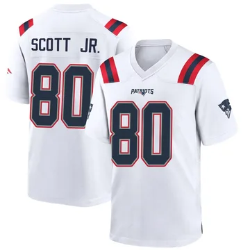 Youth New England Patriots Gee Scott Jr. White Game Jersey By Nike