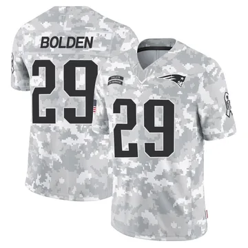Youth New England Patriots Isaiah Bolden Arctic Camo Limited 2024 Salute to Service Jersey By Nike
