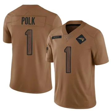 Youth New England Patriots Ja'Lynn Polk Brown Limited 2023 Salute To Service Jersey By Nike