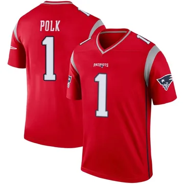 Youth New England Patriots Ja'Lynn Polk Red Legend Inverted Jersey By Nike