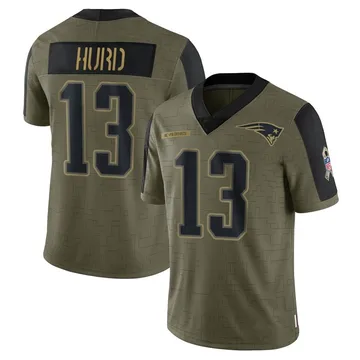 Youth New England Patriots Jalen Hurd Olive Limited 2021 Salute To Service Jersey By Nike