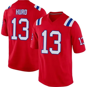 Youth New England Patriots Jalen Hurd Red Game Alternate Jersey By Nike