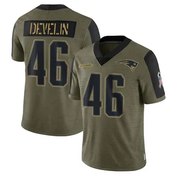 Youth New England Patriots James Develin Olive Limited 2021 Salute To Service Jersey By Nike
