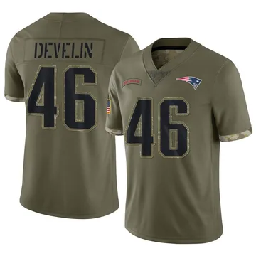Youth New England Patriots James Develin Olive Limited 2022 Salute To Service Jersey By Nike