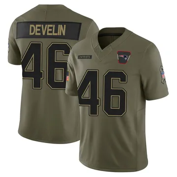 Youth New England Patriots James Develin Olive Limited 2025 Salute to Service Jersey By Nike