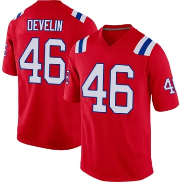 Youth New England Patriots James Develin Red Game Alternate Jersey By Nike