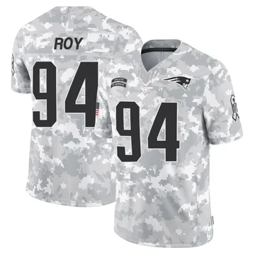 Youth New England Patriots Jaquelin Roy Arctic Camo Limited 2024 Salute to Service Jersey By Nike