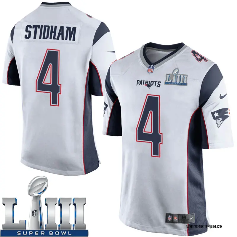 Youth New England Patriots Jarrett î€€Stidhamî€ White Game Super Bowl LIII ...
