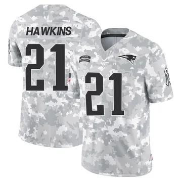 Youth New England Patriots Jaylinn Hawkins Arctic Camo Limited 2024 Salute to Service Jersey By Nike
