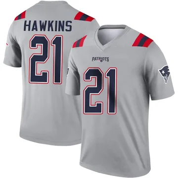 Youth New England Patriots Jaylinn Hawkins Gray Legend Inverted Jersey By Nike