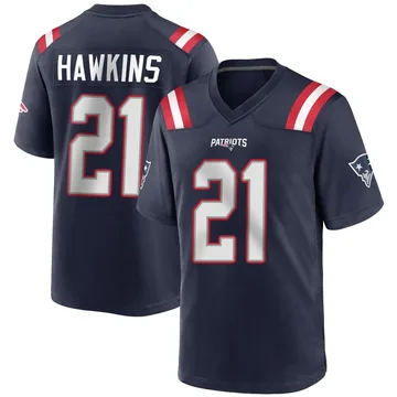Youth New England Patriots Jaylinn Hawkins Navy Blue Game Team Color Jersey By Nike