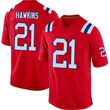 Youth New England Patriots Jaylinn Hawkins Red Game Alternate Jersey By Nike
