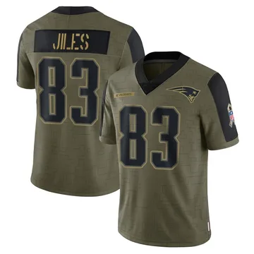 Youth New England Patriots John Jiles Olive Limited 2021 Salute To Service Jersey By Nike
