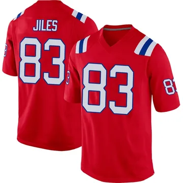 Youth New England Patriots John Jiles Red Game Alternate Jersey By Nike