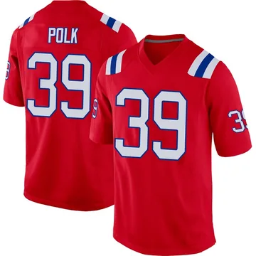Youth New England Patriots Jordan Polk Red Game Alternate Jersey By Nike