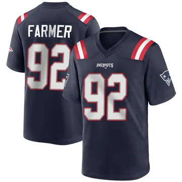 Youth New England Patriots Joshua Farmer Navy Blue Game Team Color Jersey By Nike
