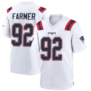 Youth New England Patriots Joshua Farmer White Game Jersey By Nike