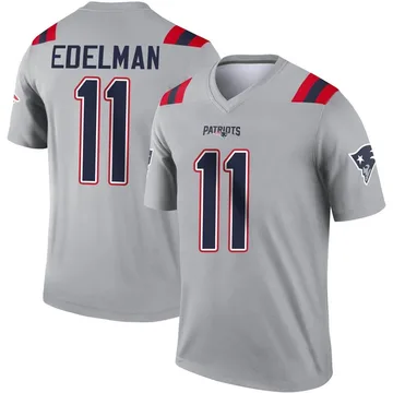 Youth New England Patriots Julian Edelman Gray Legend Inverted Jersey By Nike